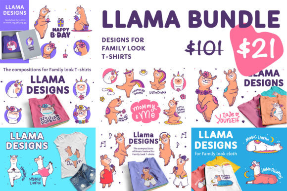 BUNDLE Llama. T-shirt Designs