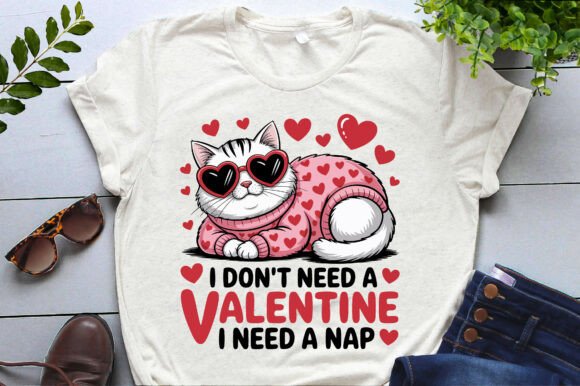 Funny Lazy Cat Anti Valentine's Day Graphics