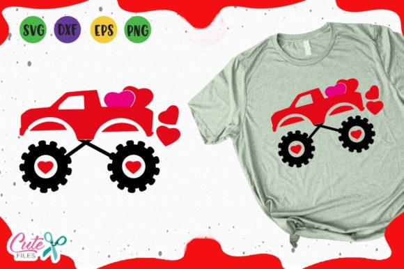 Monster Truck with Hearts: Graphics for T-Shirt Designs