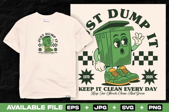 Retro Dumpster Cartoon Character Design Graphics