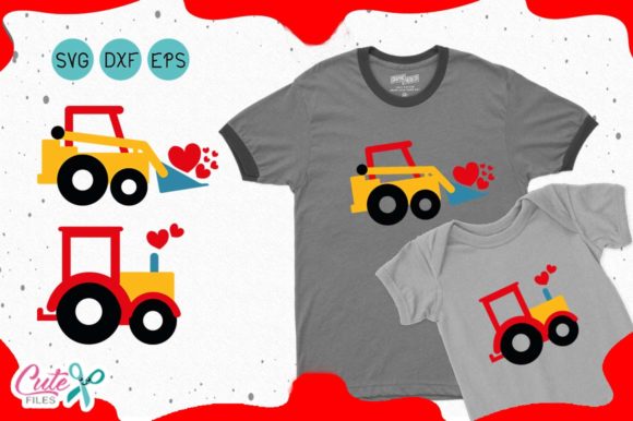 Tractor with Hearts: Valentine’s Day Graphics for T-Shirt Designs