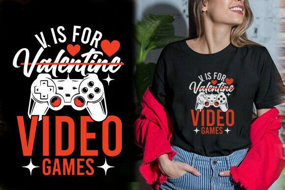V is for VALENTINE VIDEO GAMES TSHIRT DE